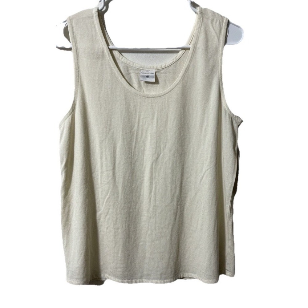 Click Color Me Cotton Womens Tank XL USA Lagenlook Sustainable Resort Cream